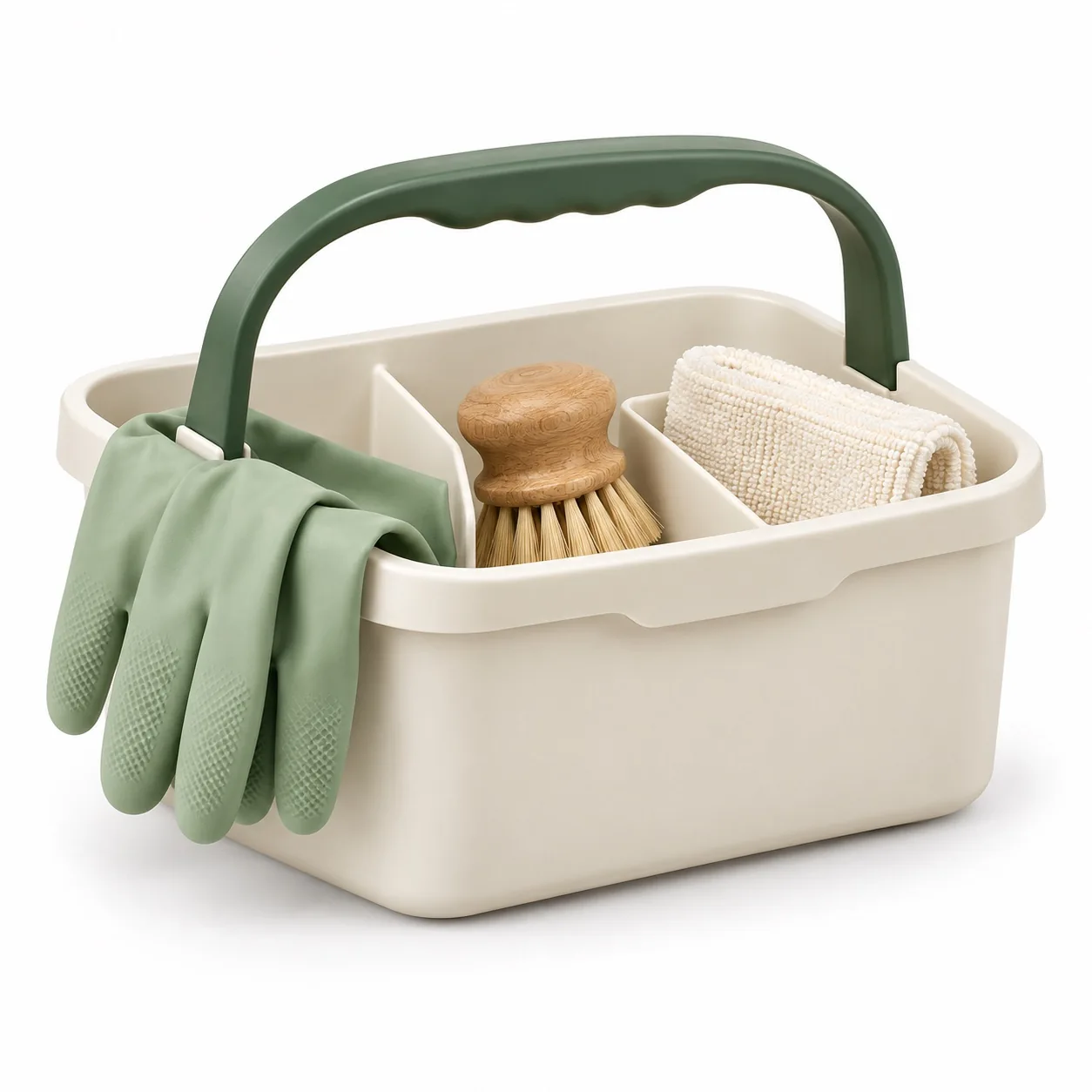 Cleaning caddy and protective tools (AI-generated concept)