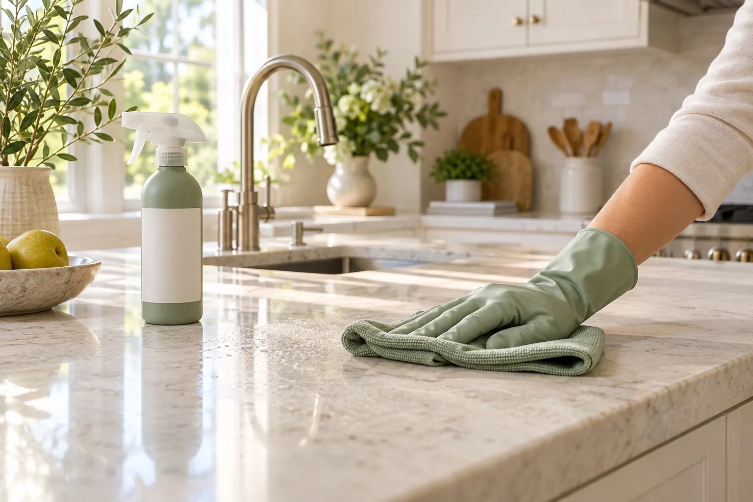 Kitchen countertop cleaning (AI-generated concept)