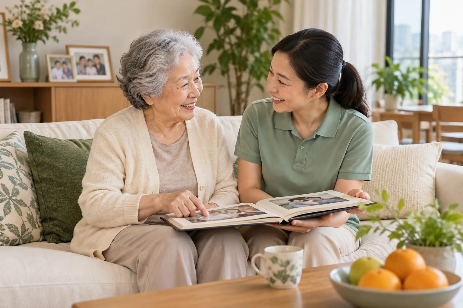 Everyday senior companionship at home (AI-generated concept)