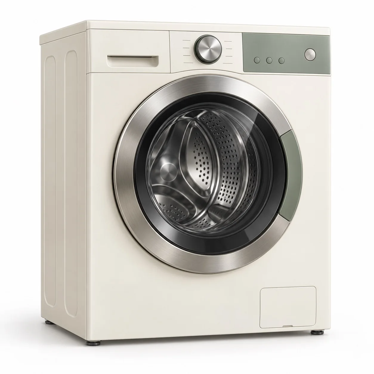Front-load Washing Machine on a white background (AI-generated concept)